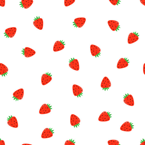 草莓手绘无缝模式上的白色背景。图片下载