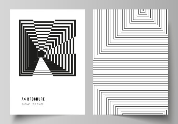 矢量布局A4格式现代封面模型设计模板的小册子，杂志，传单，小册子，报告。新潮的几何抽象背景在极简主义的平面风格与动态构成图片下载