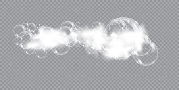沐浴泡沫肥皂与气泡隔离矢量插图透明背景。洗发水和肥皂泡沫泡沫向量插图图片下载