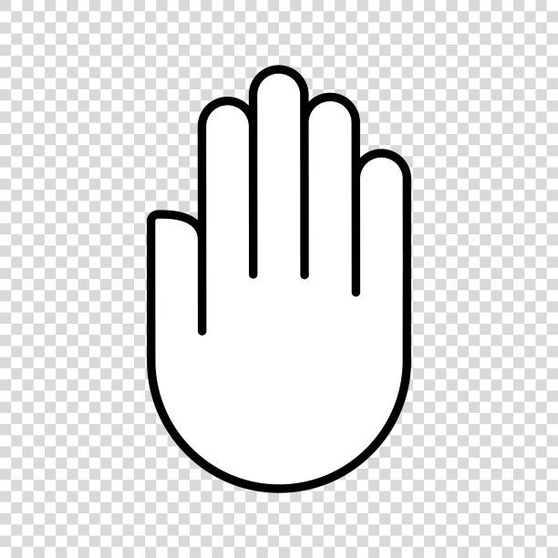 手掌停止矢量图标。大纲说明。反对轮廓的迹象。图片下载