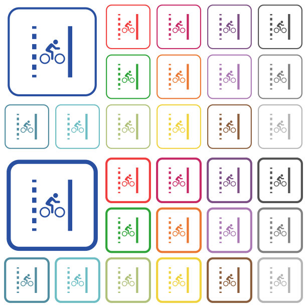 自行车道勾勒出平面颜色图标图片下载