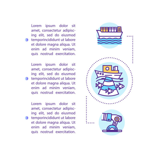 海洋工程概念图标与文本。探索海洋生态系统。深海研究。PPT页面矢量模板。宣传册，杂志，小册子设计元素与线性插图图片下载