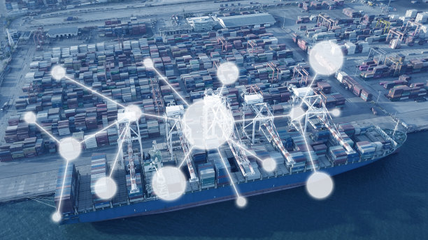 商埠出口连接概念鸟瞰图拍摄图片下载