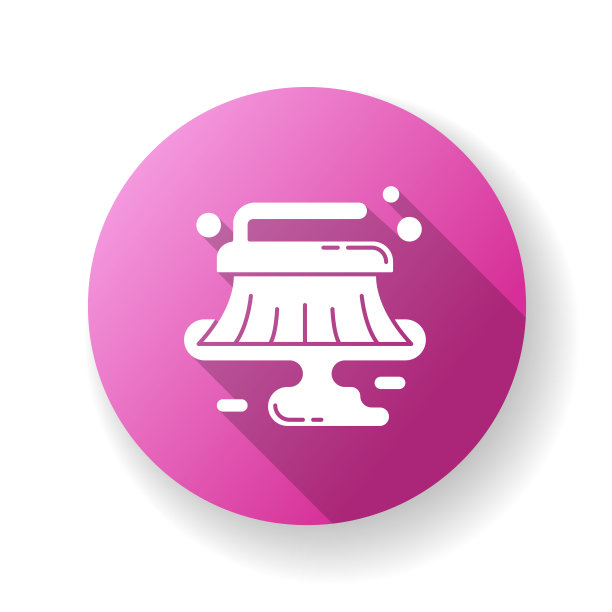 湿清洗紫色平面设计长阴影字形图标。专业的清洁服务，家政，家务。清洁肮脏的地板，保持卫生，清除灰尘和污渍。剪影RGB彩色插图图片下载