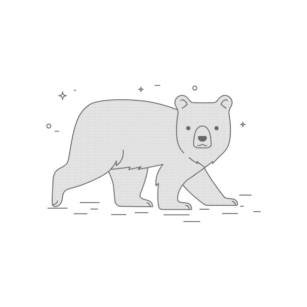 棕熊线艺术插图。图标或loro设计。图片下载