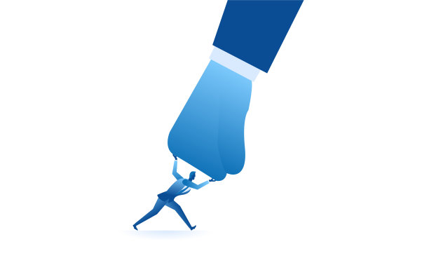 big fist指的是压垮某人的压力指的是一个军官的概念平面插图商业关于努力工作和展示的压力图片下载