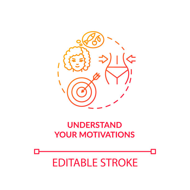 理解你的动机概念图标。自觉营养，健康饮食理念细线插画。目标成就,减肥。矢量隔离轮廓RGB彩色绘图图片下载