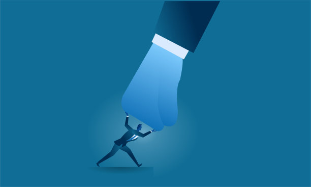 big fist指的是压垮某人的压力指的是一个军官的概念平面插图商业关于努力工作和展示的压力图片下载