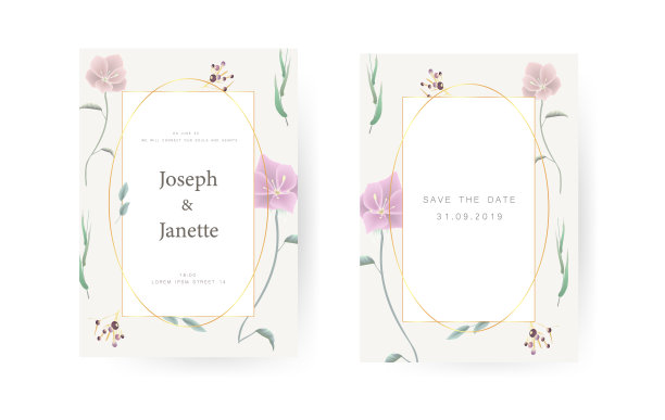 邀请婚礼卡片模板。图片下载