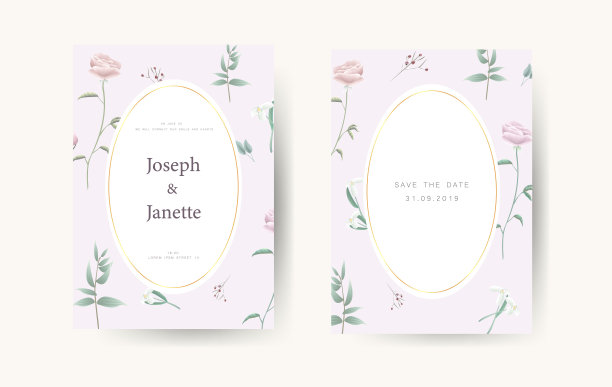 邀请婚礼卡片模板。图片下载