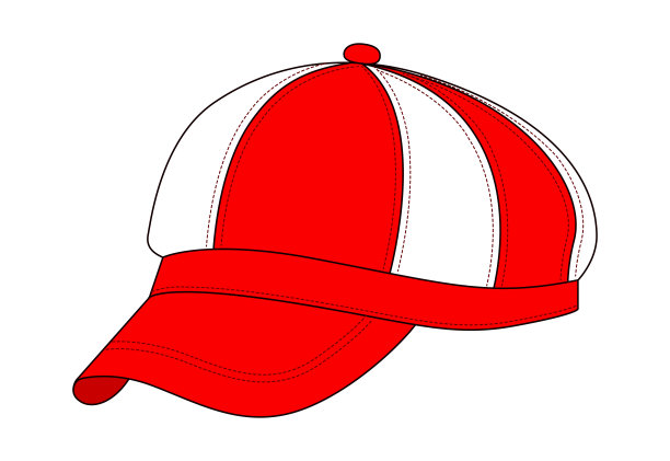 条纹面包师男孩帽设计白色/红色矢量模板图片下载