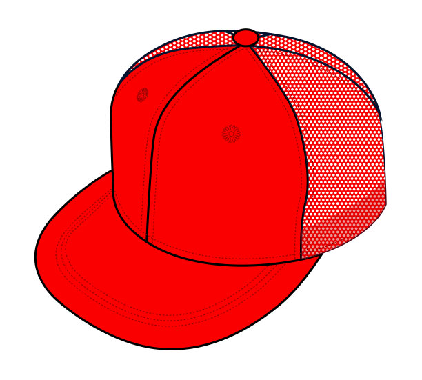 红色网格Hiphop帽矢量模板图片下载