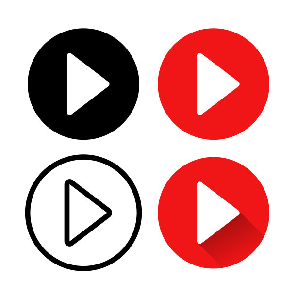 播放按钮图标。矢量网孤立元素。视频音频播放器导航符号。图片下载