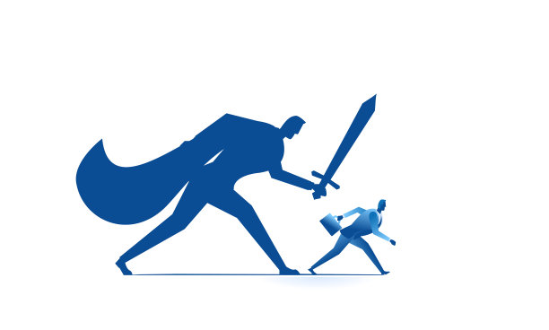 商人用自己的影子工作，平面概念插画设计图片下载