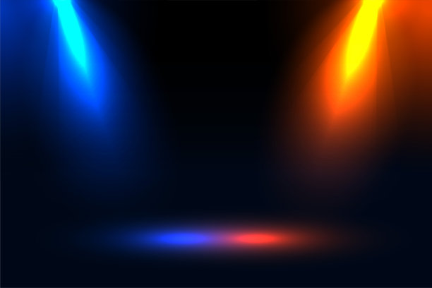 蓝色和橙色焦点聚光灯效果背景图片下载