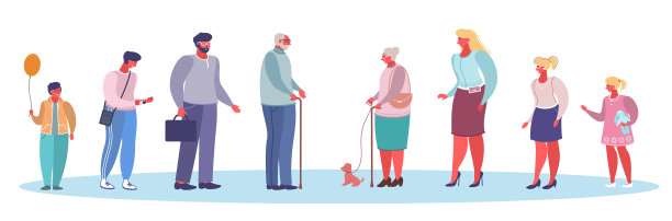 人们不同年龄层的平面风格设计图片下载