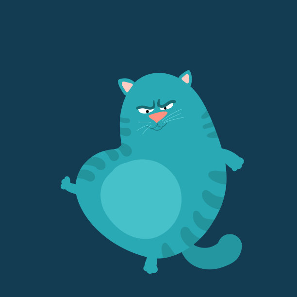 卡通风格可爱有趣的猫，儿童纺织品。素材图片