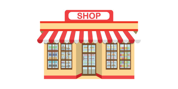 超市杂货店图标孤立在白色。图片下载