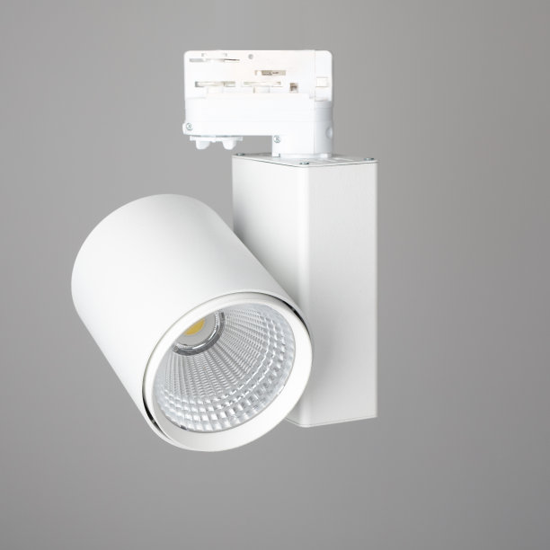 聚光灯天花板led灯室内灯在灰色背景。跟踪灯是智能生态城的一项新技术图片下载