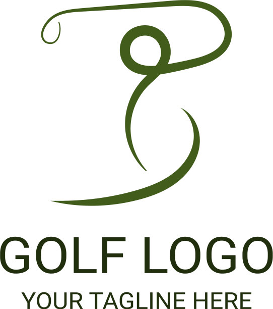 手绘线条艺术高尔夫标志模板设计图片下载
