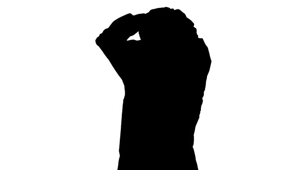 剪影医生在保护衣服抱着他的头图片下载