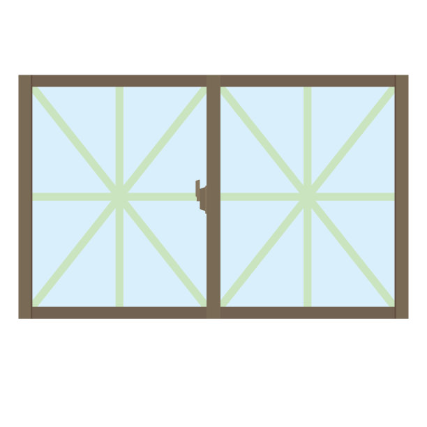 在窗户上贴胶带的插图。图片下载