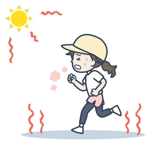 这是一个女人在烈日下奔跑的例证。矢量图像。图片下载