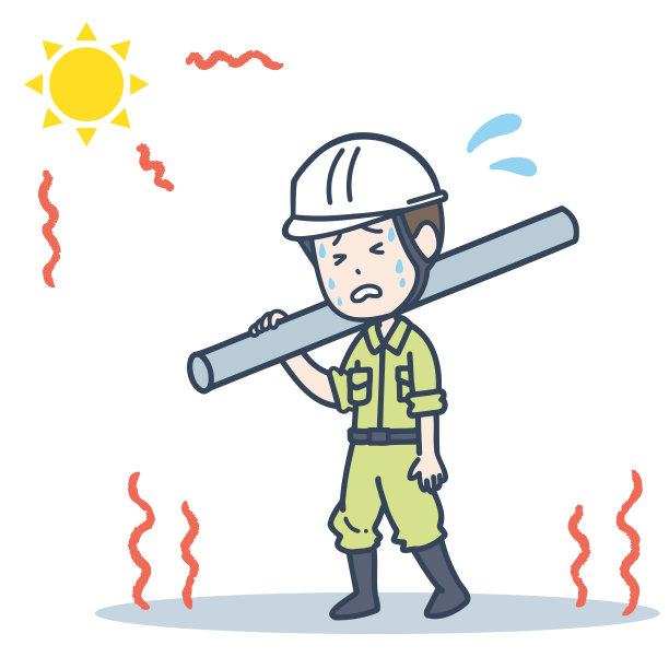 这是一个男性工人在烈日下工作的例证。矢量图像。图片下载