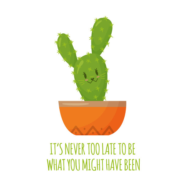 可爱的卡通仙人掌在兔子的形象图片下载