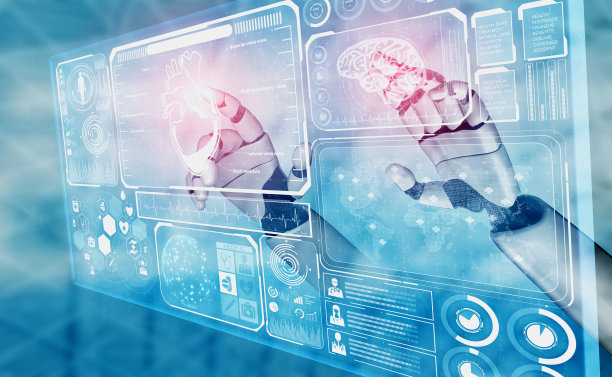 未来的人工智能机器人和半机械人。图片下载