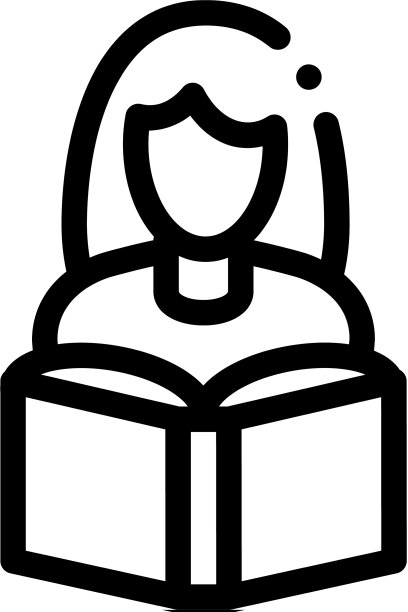 女孩阅读书的图标大纲图片下载