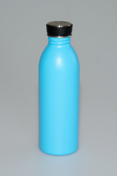 热不锈钢瓶蓝色灰色背景图片下载