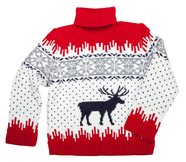 儿童针织圣诞高领毛衣白色背景图片下载