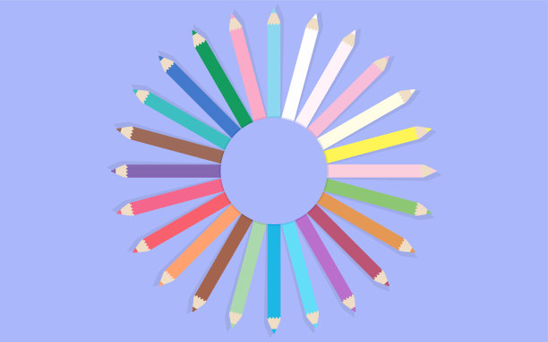 彩色铅笔素材矢量插画（含文案空间）图片下载