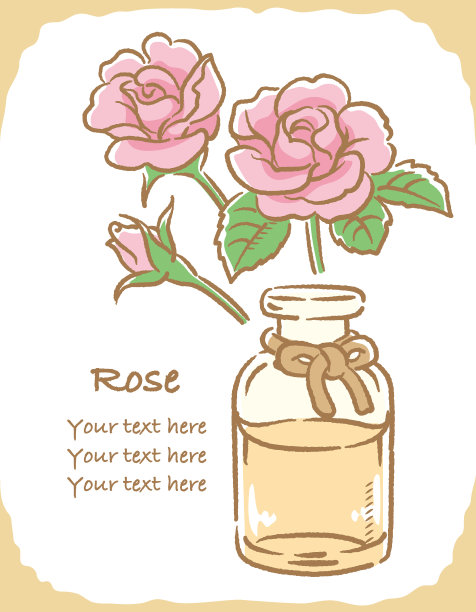 玫瑰和香薰瓶的插图。矢量插图。图片下载