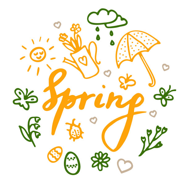 春天的气息，用记号笔手绘的可爱图片下载