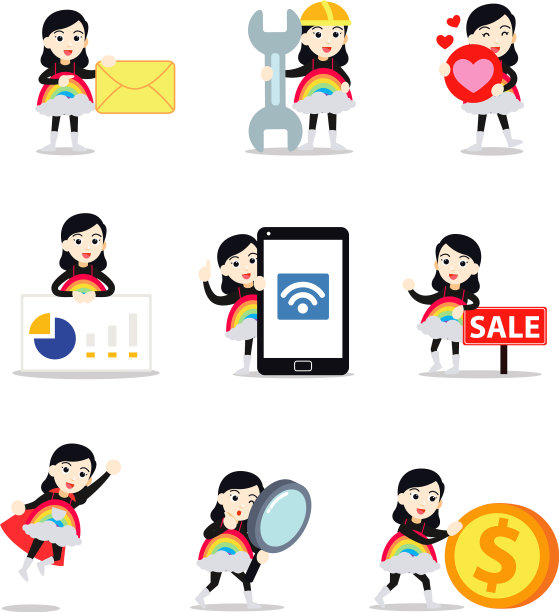 设定人物女子穿着彩虹服装图片下载