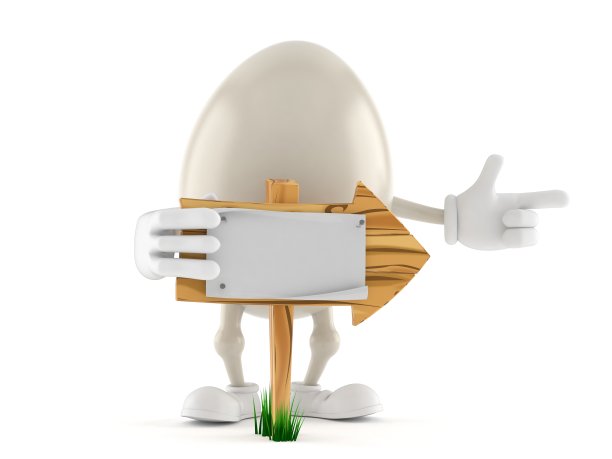 蛋字符与木制箭头标志图片下载