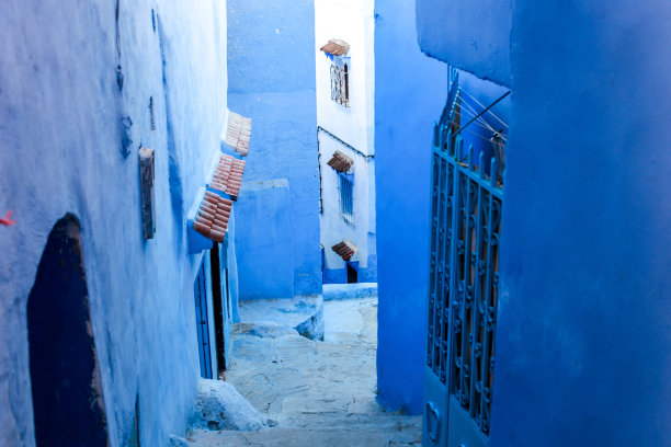 摩洛哥的蓝色街道图片下载