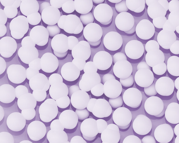 抽象背景与3d球体。一簇白色球体。白色的气泡或珠子。三维演示图片下载