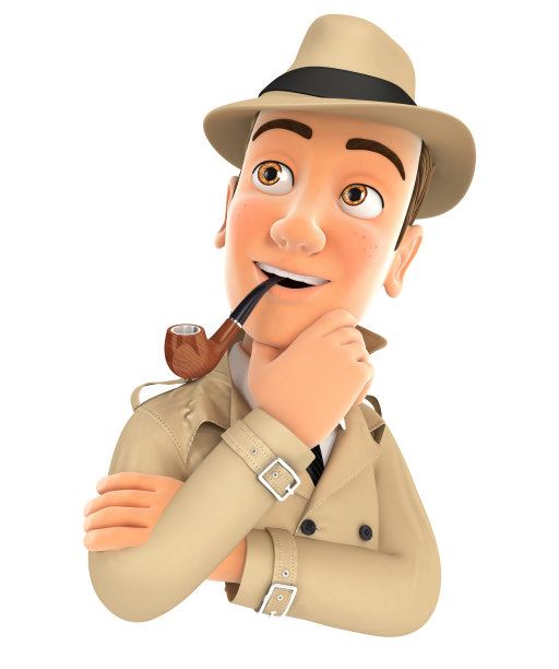 3d侦探思考和抽烟斗图片下载