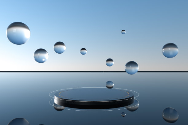 圆形讲台与创意几何装饰，3d渲染。图片下载