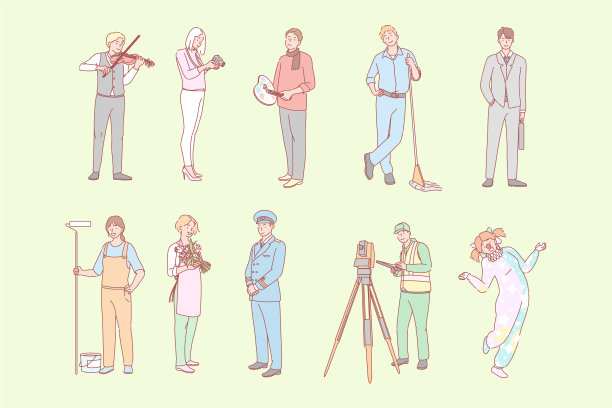 劳动节设置各种线路工作概念图片下载