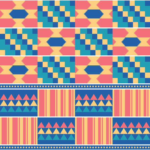 非洲部落肯特布料无缝图案图片下载