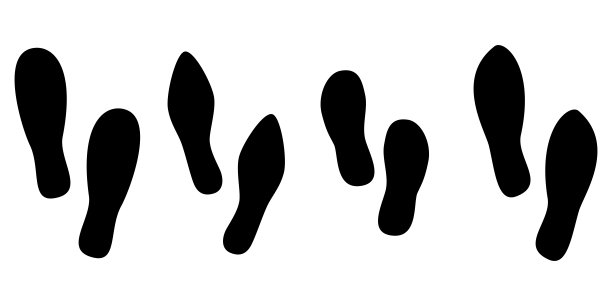 脚印人类鞋轮廓，向量集，孤立在白色背景。矢量图图片下载