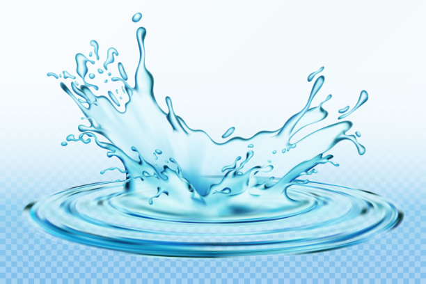 透明矢量水飞溅和波浪在光的背景。设计天然、有机产品。图片下载