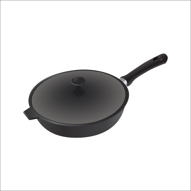矢量铁锅盖和黑色把手图片下载