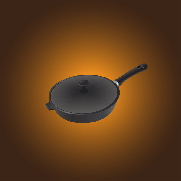 矢量铁锅盖和黑色把手图片下载