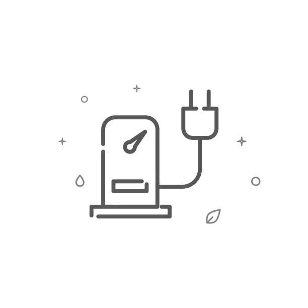 电动汽车加油简单的矢量线图标。环境保护标志。光背景。可编辑的中风图片下载