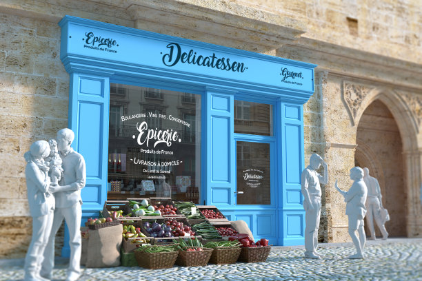 绿色杂货店和小镇生活图片下载